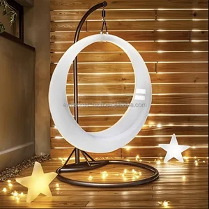 Plastic Outdoor Garden LED Patio Swings Illuminated Led Circular Ring Plastic Swing Led Light for Park Beach Hotel with Frame