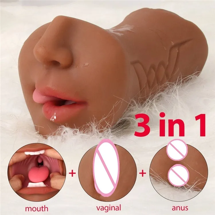 3 in 1 Realistic TPE Male Masturbator Pocket Pussy Stroker with Soft Features for Female Masturbation