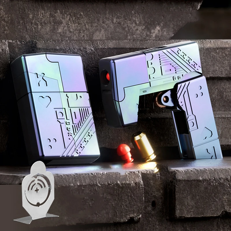 Wholesale Agent Fire Throwing Shell Soft Bullet Gun Model Foldable Lighter Shape Toy Gun Launcher Cool Stuff Toys Gift