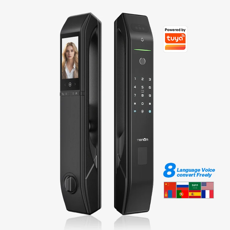 High Security Anti Theft Password Face Id Camera Tuya Smart Lock Electric Push Pull Fingerprint Digital Keyless Entry Door Lock