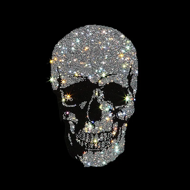 Free sample Fashion Crystal Skull Rhinestone Pattern Sparkle Rhinestone Heat Transfer Designs