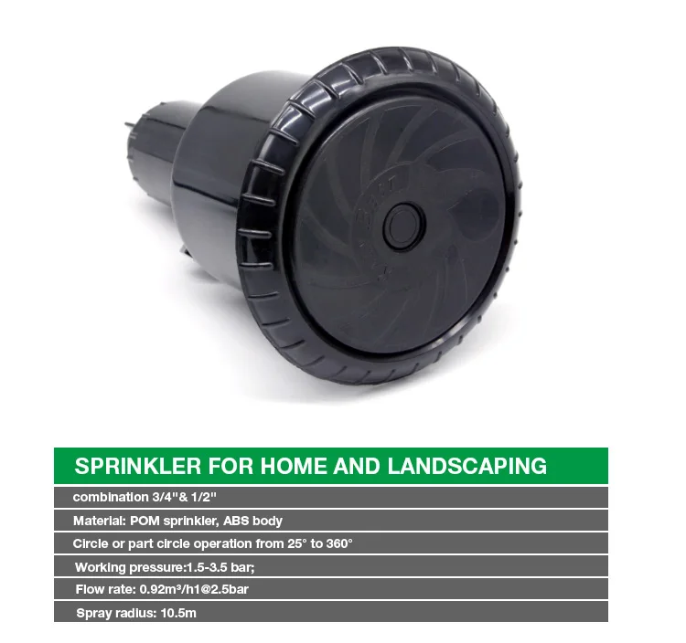 Impulse Popup Sprinkler 360 Oscillating 1/2" 3/4" Female Thread Lawn Garden Buried Pop Up