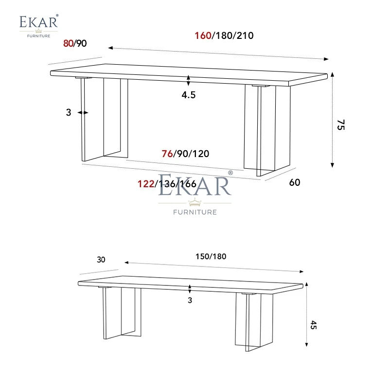 product new design modern acrylic rectangular dining table kitchen dining table set 4 chairs by ekar furniture-67