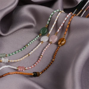 Custom TRENDY Multiple Options Gemstone Chokers Fashion Green Aventurine Necklace Crystal Natural Stone Beaded Necklaces