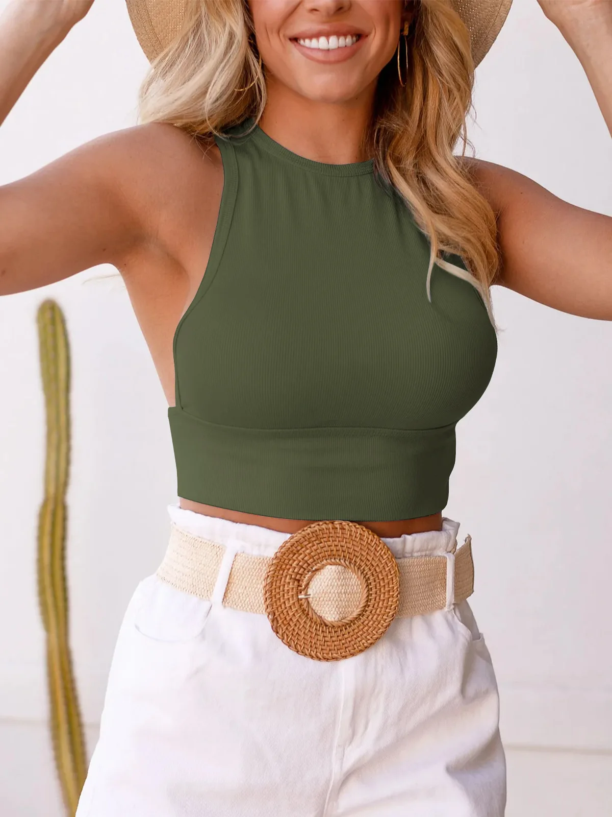 GMD Summer hot sale New knitted thread sexy hot girl women's clothing ultra short navel vest