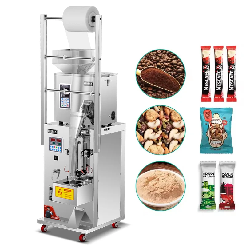 Multi-Application Coffee Powder Machine Food Cigarettes Tea Biscuits Back Seal Foil Wrapping Gluing Embossing Focused Weigher