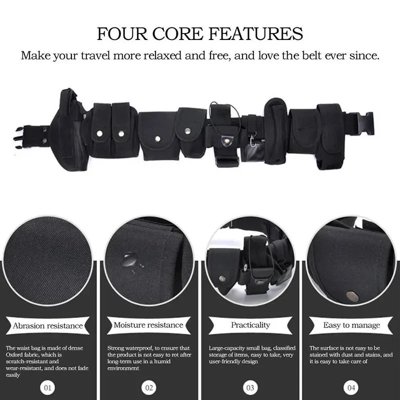 Men's Practical Detachable Belt Set Tactical Adjustable Strap Belt Inner Belt with Cell Phone Tool Bag Waist Holster Set