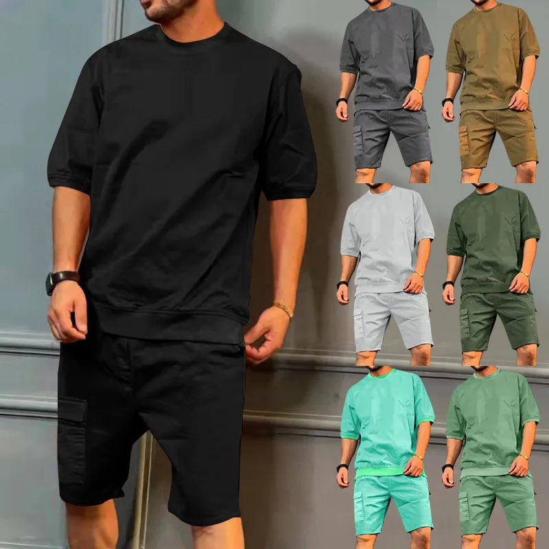 Mens t-Shirt And Shorts Set 2022 Summer Custom  Men 2 Two Piece Short Jogger Pants Set Tshirts And Shorts Set Men230_voghion.com