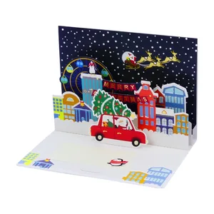 Creative 3D Paper Engraved Christmas Decoration Supplies Offset Printed Empty Postcards and Greeting Cards