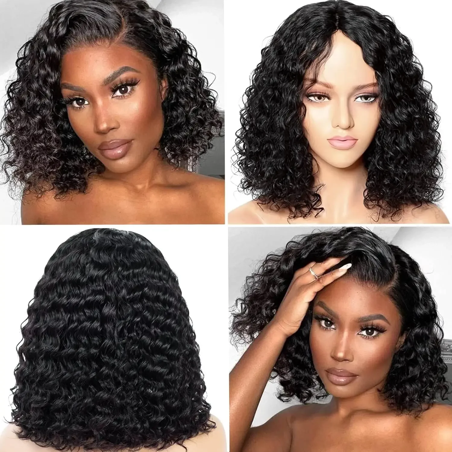 180 % Dichte, Wasserwelle, Bob-Perücke für Frauen, Echthaar, Lace-Frontal-Perücke, 13 x 4_voghion.com