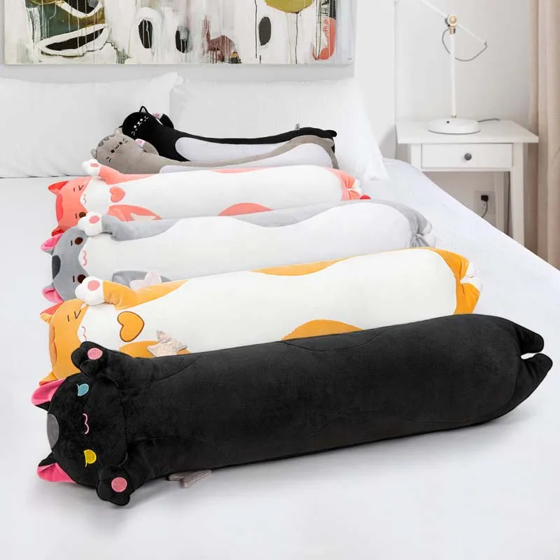  Mewaii Long Cat Plush Body Pillow, 28” Cute Black Cat