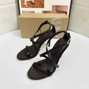 QuiteS New Summer Round Toed High Heels Strapless Thin Heeled Sandals Outerwear Casual Sexy Elegant High Quality Shoes for Women