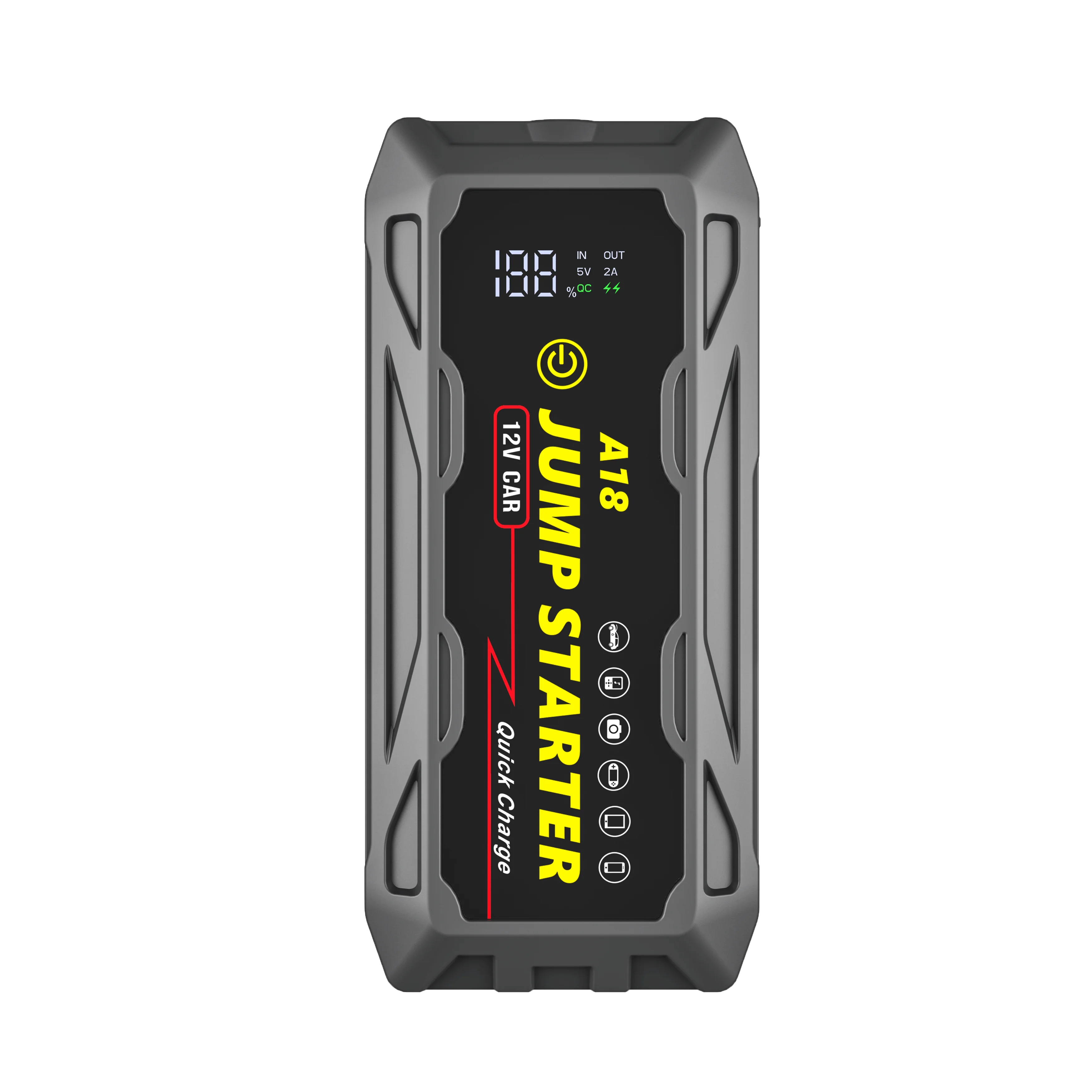 Rugged Geek 18000mah 1000A 12V portable powerbank jump starter with LCD car jump start