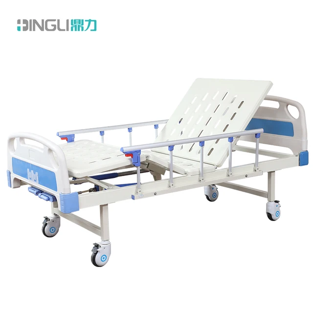 DINGLI Manual Two ABS Crank Hospital Bed Two Function Medical Bed with ABS Bed End Aluminum Alloy Guardrail Medical Equipment