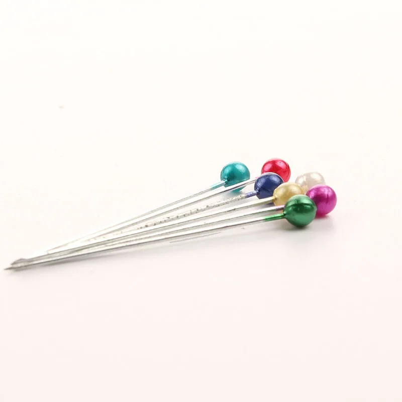 Factory Wholesale Hijab Round shape colored bulk pearl head pin straight ball head pins for decoration