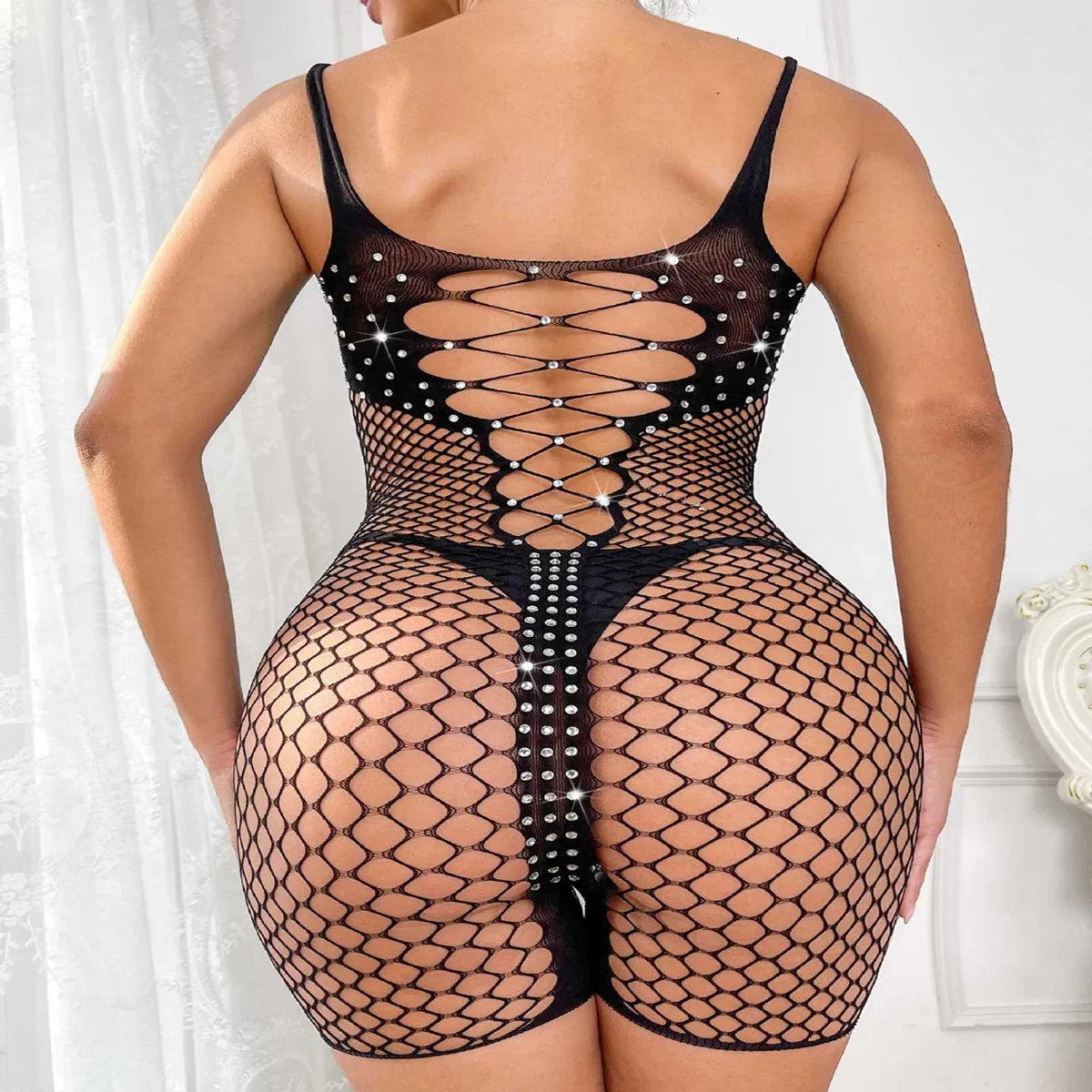 Black  Sexy Bodysuit Women Hot Sexy Lingerie Hot Erotic Cut Out Sexy Bodystocking Lingerie