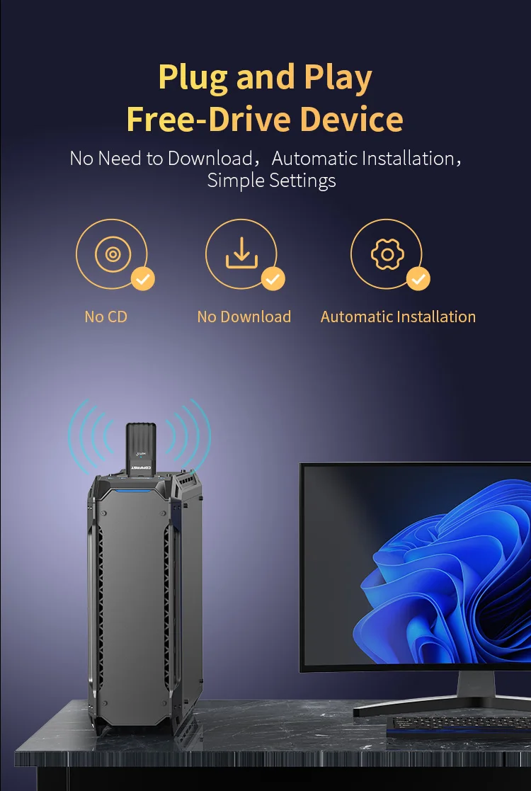 Chiavetta WiFi COMFAST 900 Mbps Con Bluetooth 5.3, WiFi 6 Dual Band E WPA3 Per PC Windows