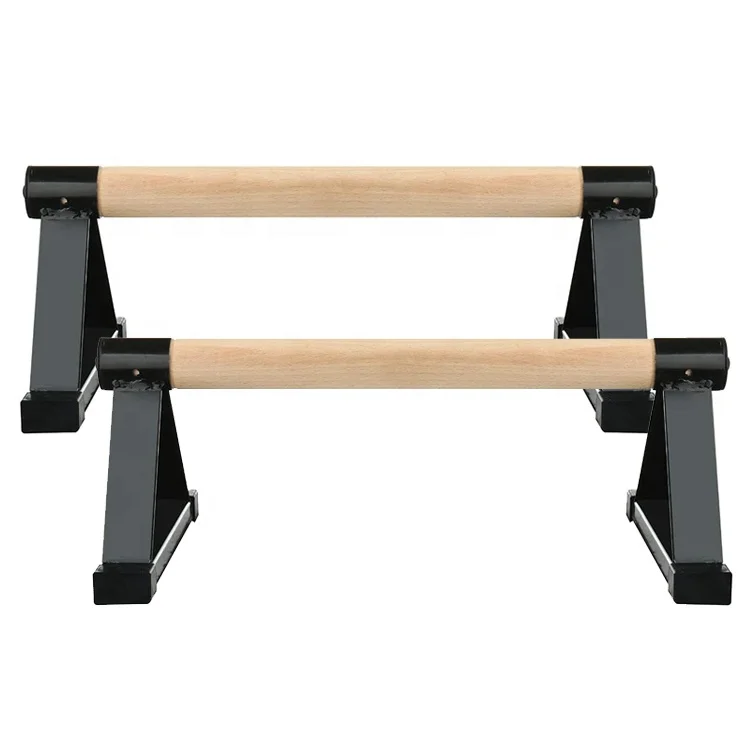 Parallettes En Bois Avec Bandages De Poignet, Barre De Pompes