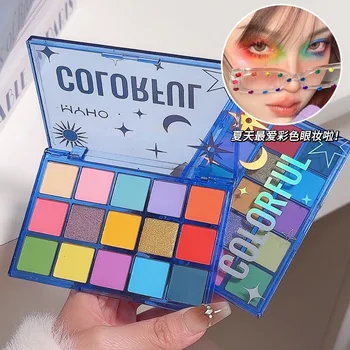 Wholesale High Color Rendering Vegan Pressed Matte Rainbow Eyeshadow Palette Waterproof Pearlescent Shimmer Tinted Eyeshadow