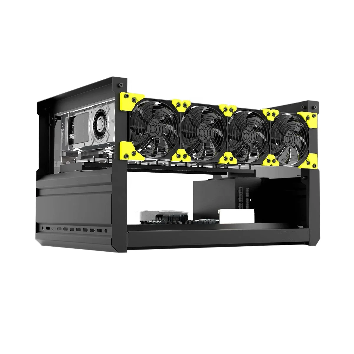 VEDDHAマイニングフレーム6GPU T3 6GPU VEDDHA T3 Aluminum Stackable Open Air Case for ATX Gaming