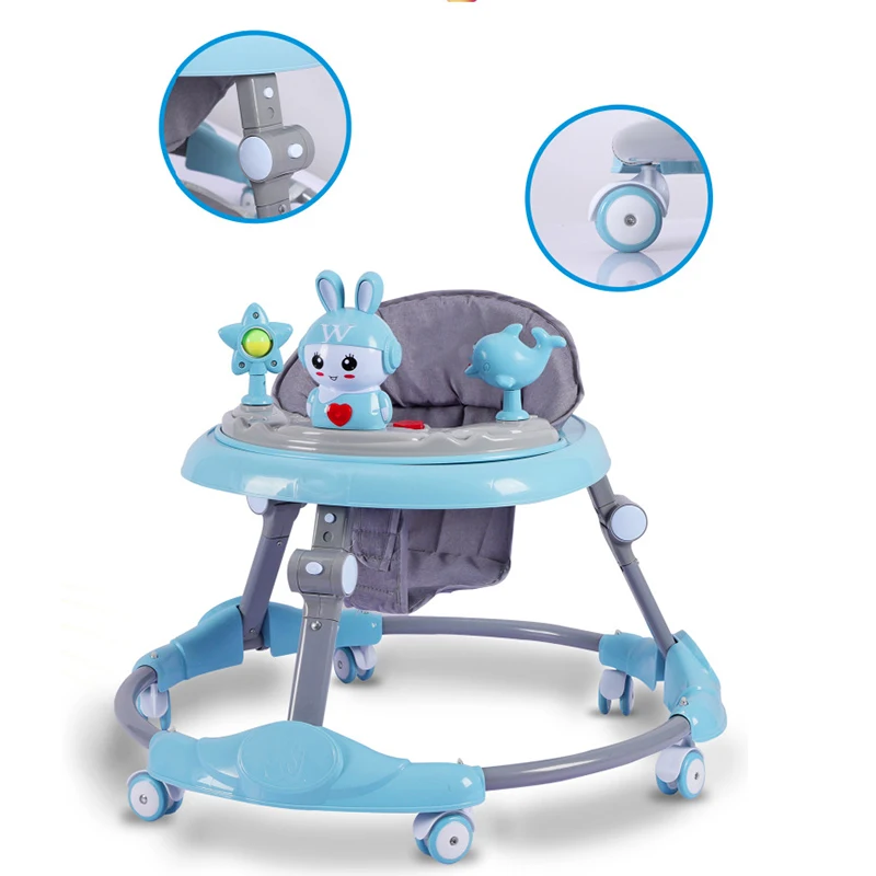 Hot Sale Adjustable Baby Walker with Wheels and Seat 1 Year Children Learn to Walk Toy Simple Music Kids Toddler Baby Walkers