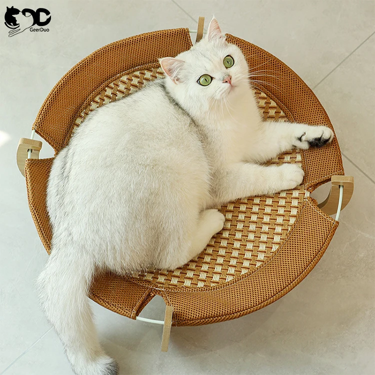 Geerduo Pet Customize Detachable Rattan Pet Cat Sleeping Cooling Elevated Bed for Cats Small Dogs