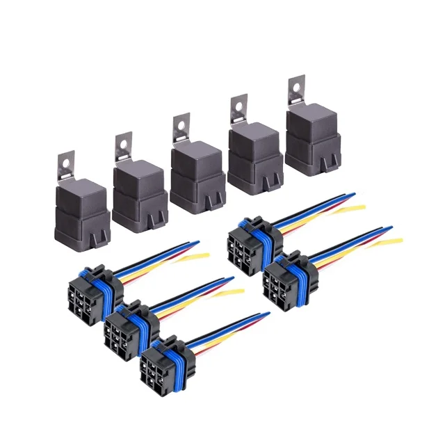 5 Pack 40 AMP 12 V DC Relay and Harness Automotive Relay Wiring Harness 
