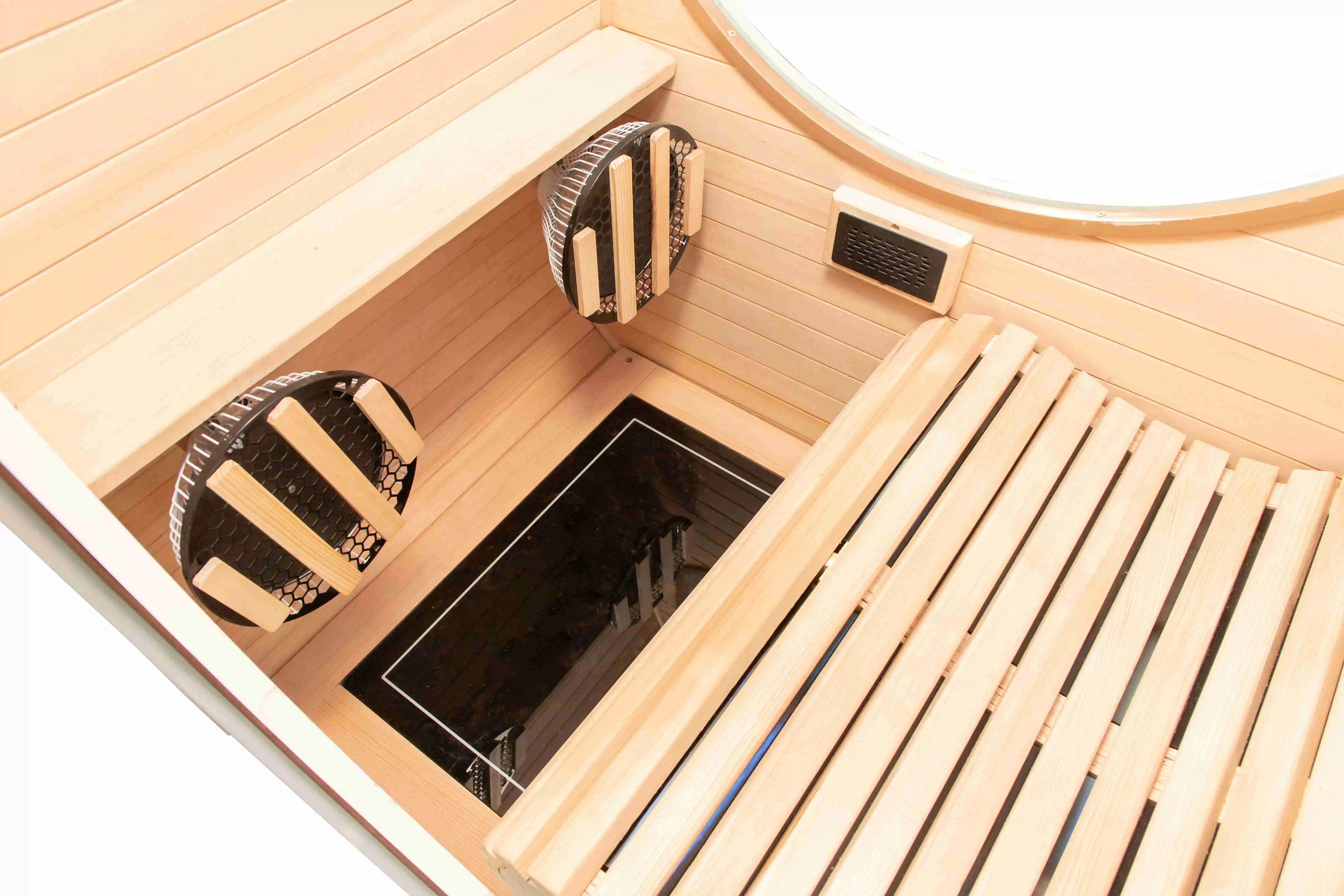 2024 Sauna Factory New Design Electric Modern Solid Hemlock Wood Oxygen Chamber Far Infrared Sauna 5' Intelligent Control Panel