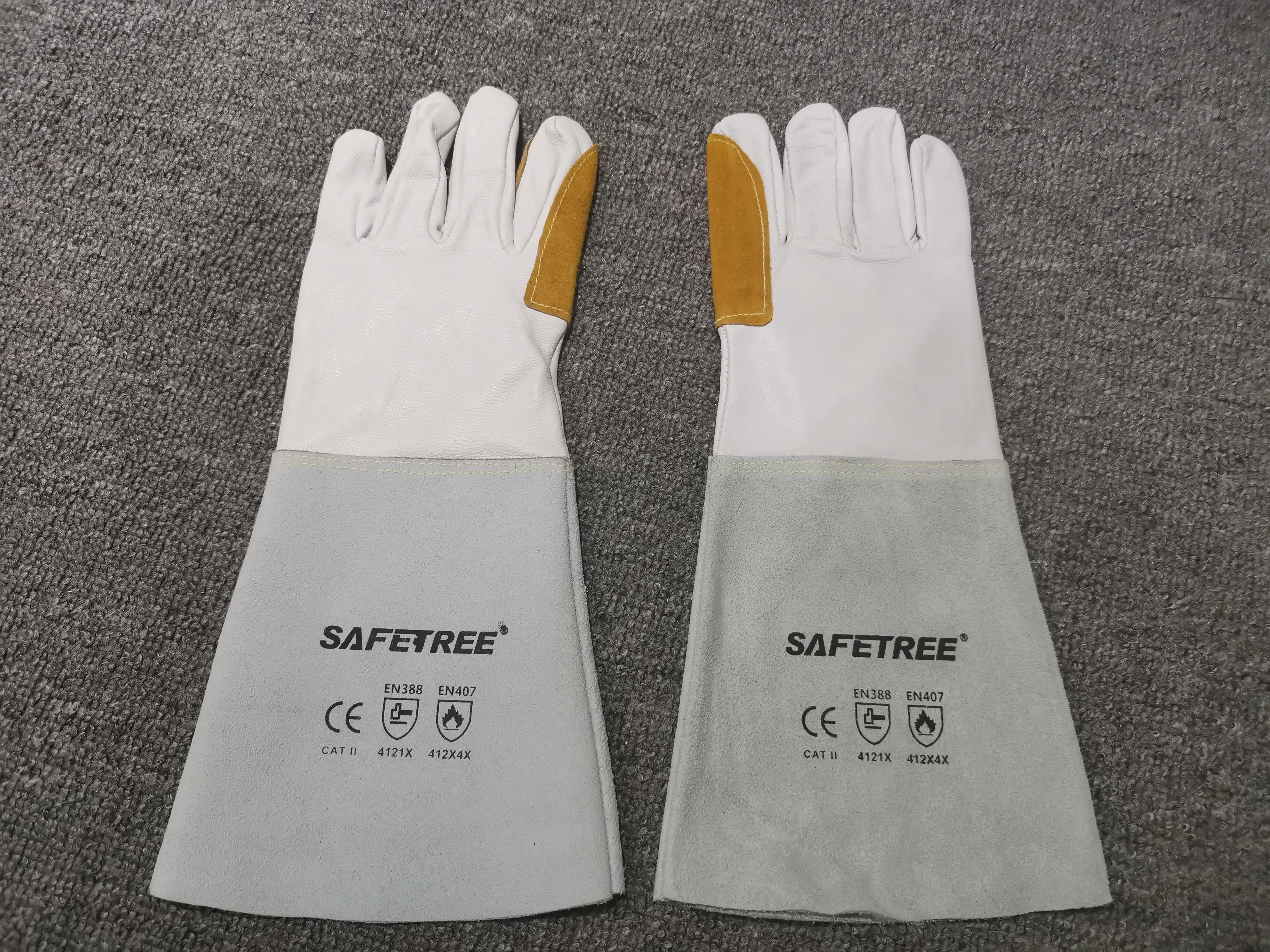 Leather Safety Work Gloves Welding Welder Protective Gloves Length 38cm 