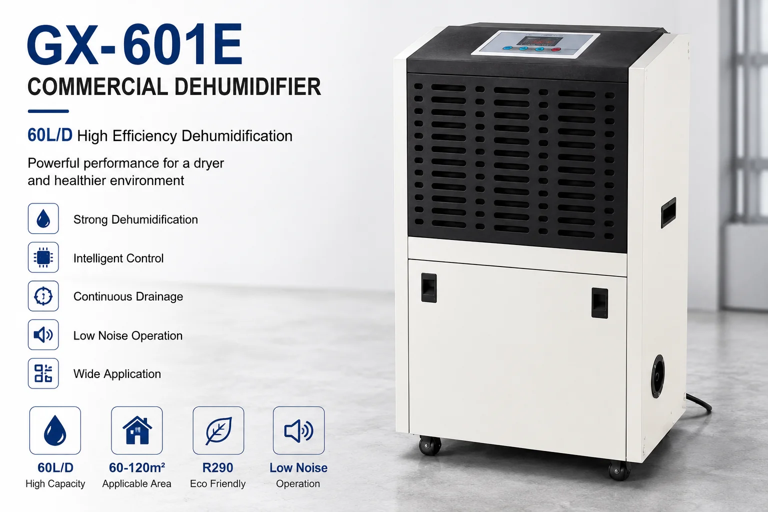 Commercial Dehumidifier, Portable, 60L/D - detail 8