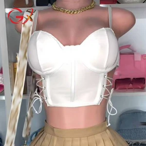 GX1310A Fashion Summer Ladies Tank Top Sexy Elegant Tight Fit Sleeveless Side Lace-up Unique Cropped Tops Women