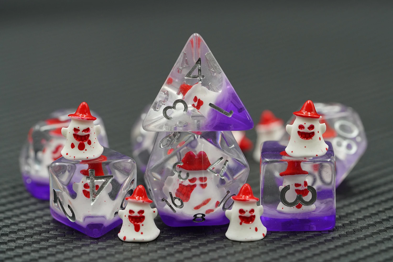 Handmade 7-Piece Resin Polyhedral Dice Set 16mm Round Edge Premium for Board Games details