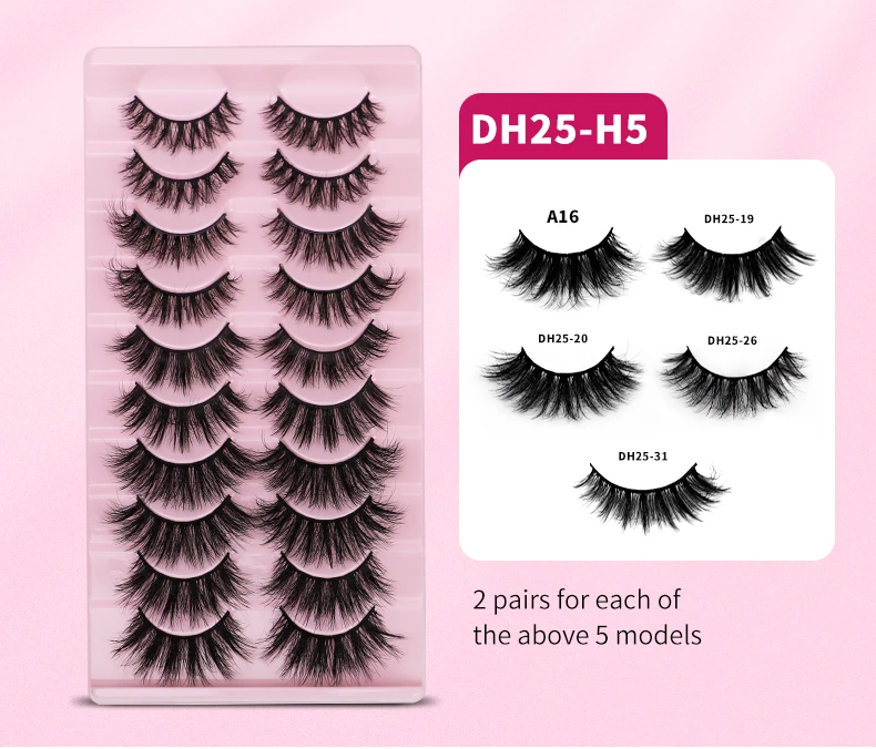 Wholesale False Eyelashes 10 Pairs Full Strip Mink Lashes 100 Handmade Custom Packaging Natural