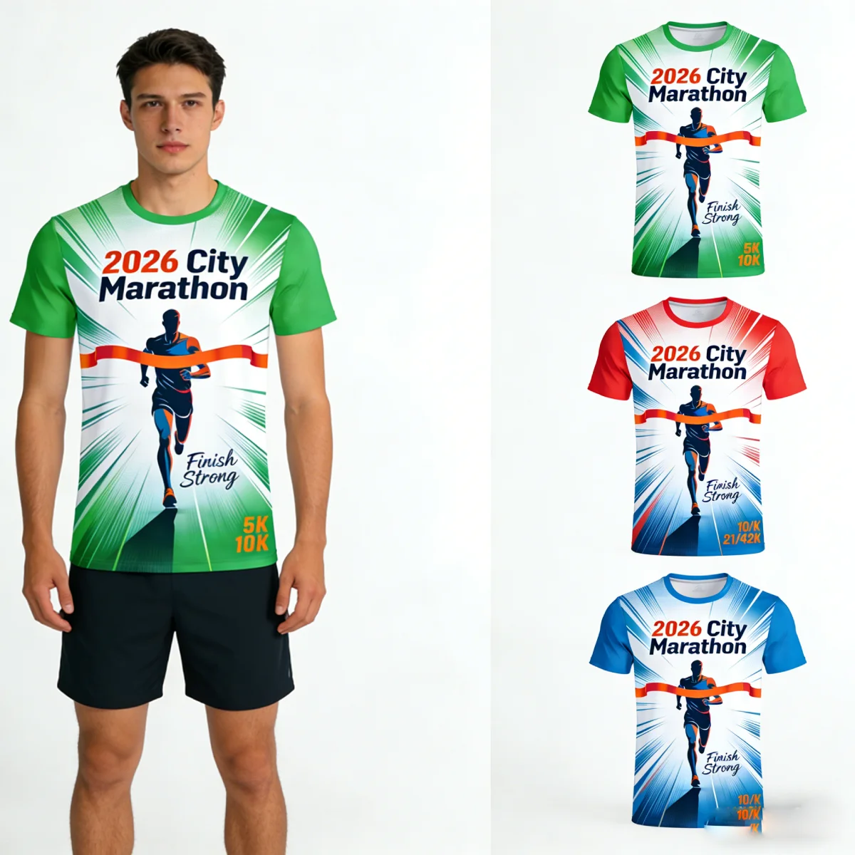 High Performance Knitted Dry Fit Race Shirts 5K 10K Marathon Custom Logo Quick Dry Running T-shirts Sports Wear