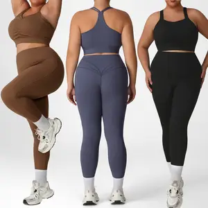 Wholesale Custom Plus Size Girls Athletic 2 Pieces Workout Sports Wear Gym Fitness Yoga Sets