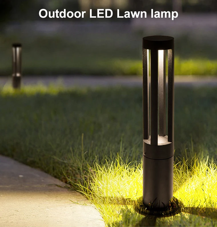 YOUWIN Outdoor Garden Park Decorative Aluminium Landscape Black Bollard Torch Standing Light Led Lawn Lamp Fixture