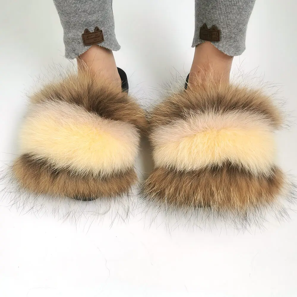 racoon fur slides