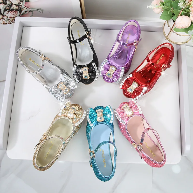 Chaussures Fille Princesse Strass Paillettes Bowknot - Chaussures Danse Performance Enfants