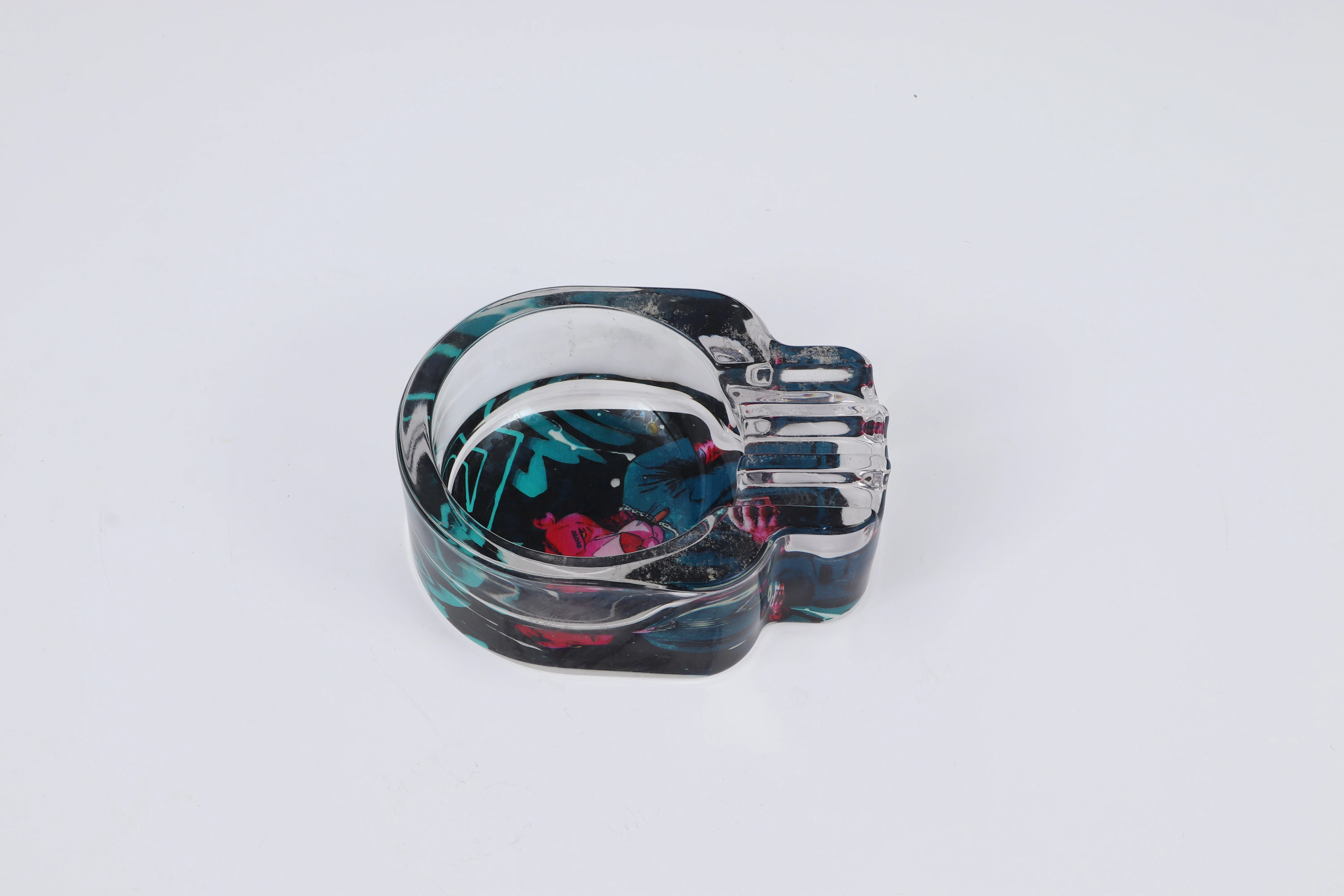 DOG0001 Factory Pattern Custom Classic Glass Ashtray Logo Custom High Transparent Crystal Skeleton Ashtray