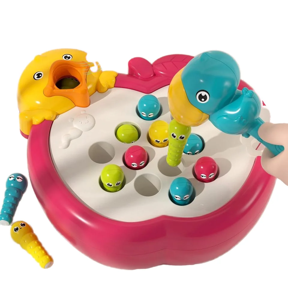 Customizable Interactive Worm Catch Game Durable Electronic Fishing Toy with Sound for Family Play