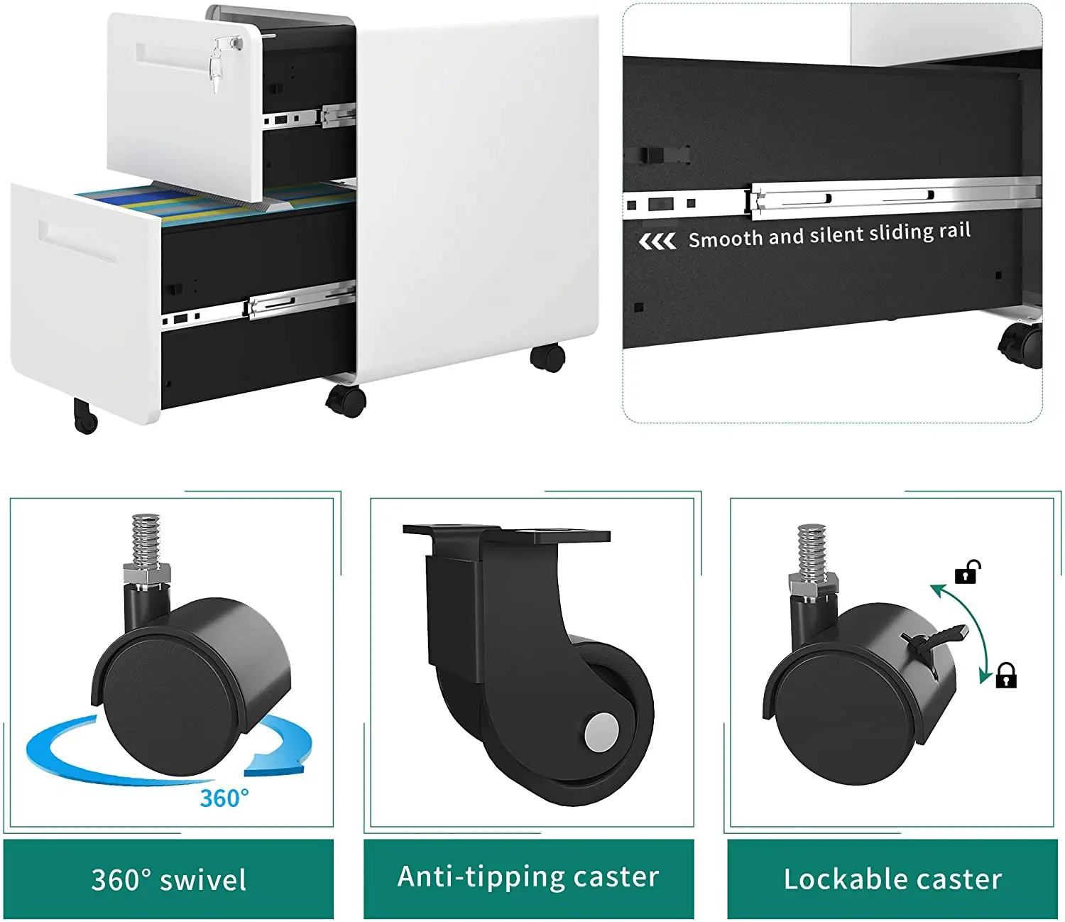 3 Drawer Steel Pedestal Cabinet supplier