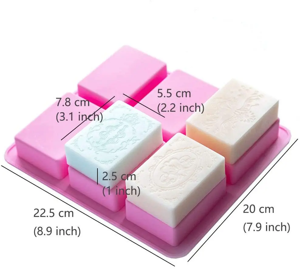 Custom Silicone Soap Molds 6 Patterns Rectangle Silicone Molds For Soap