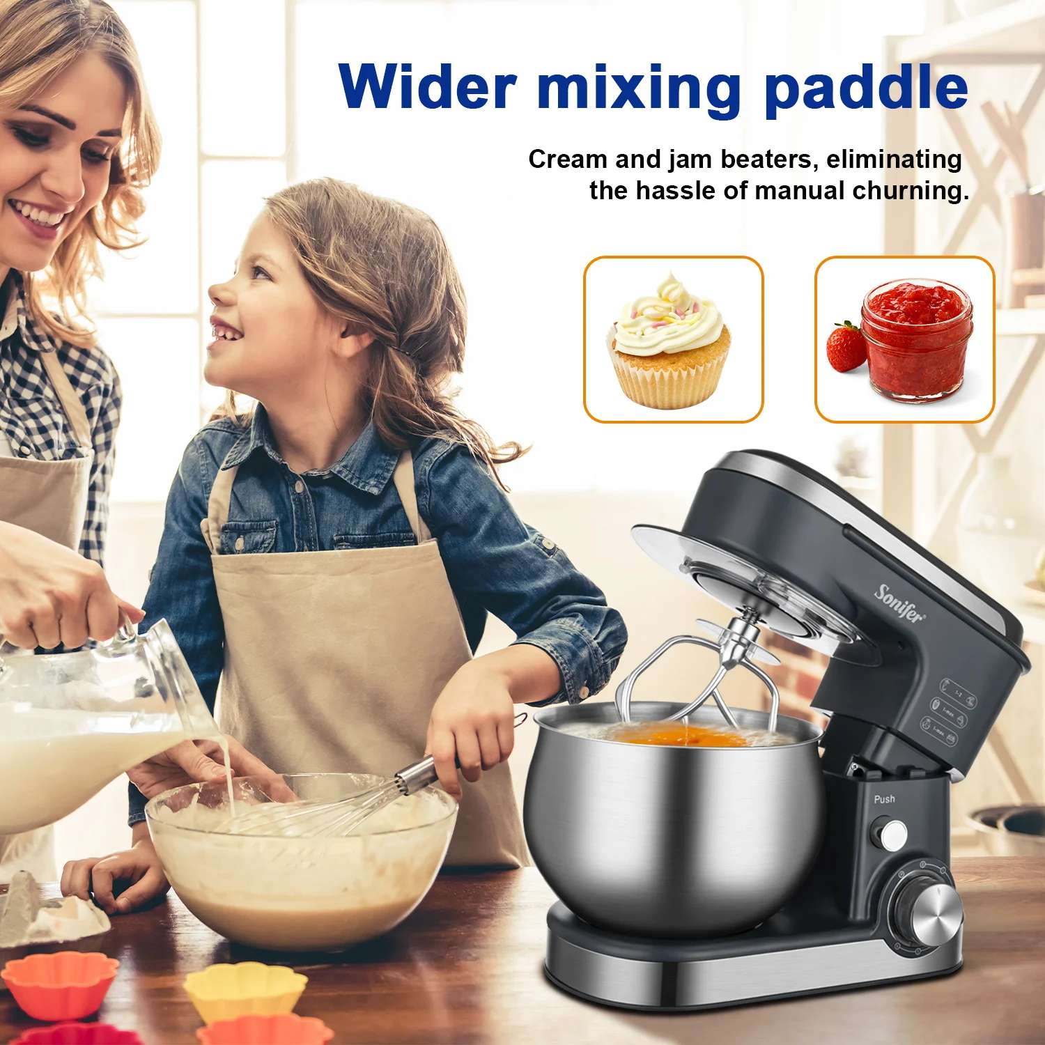 ★CD【重廣誠/Mixer】サイン入■ Sonifer SF-8166 5L 1200W Multifunctional Food Mixer with Stainless