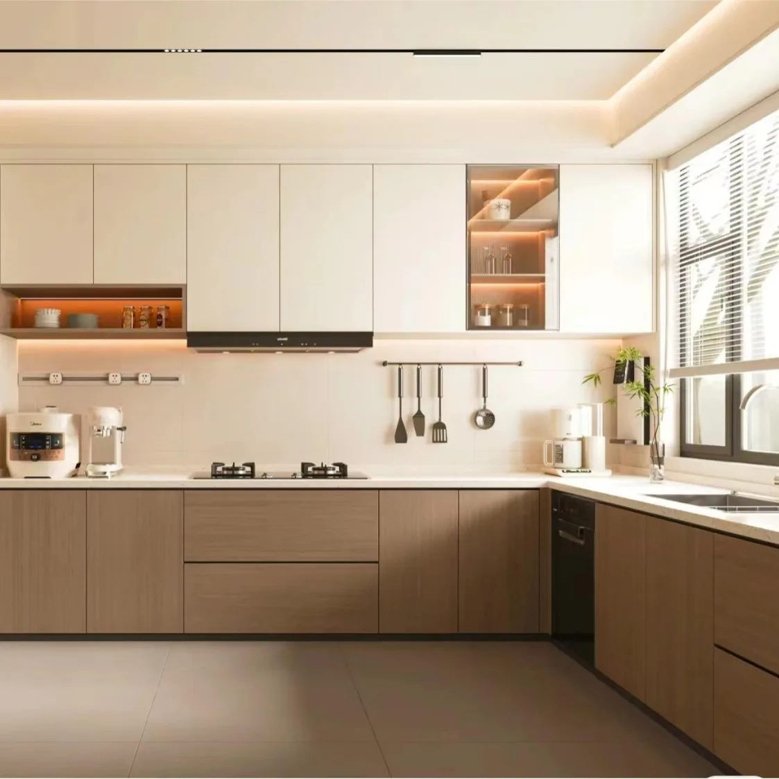 Modern Design Modular Kitchen Cabinets Custom Laminate and Glass ...