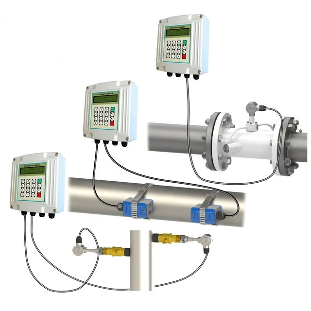 Low-Cost Digital Ultrasonic Flowmeter for Liquid Modbus Btu Clamp Transducer for City Water Heat Temperature Flow Meter