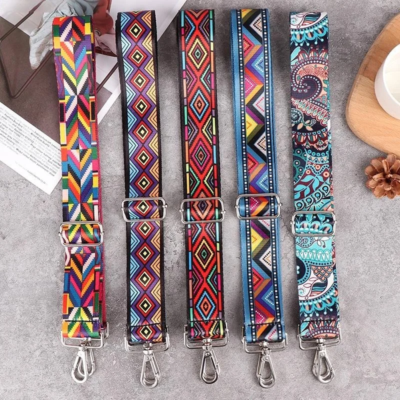 Tracolla di ricambio stampata in Nylon stile etnico regolabile di vendita calda da 38MM per tracolla larga