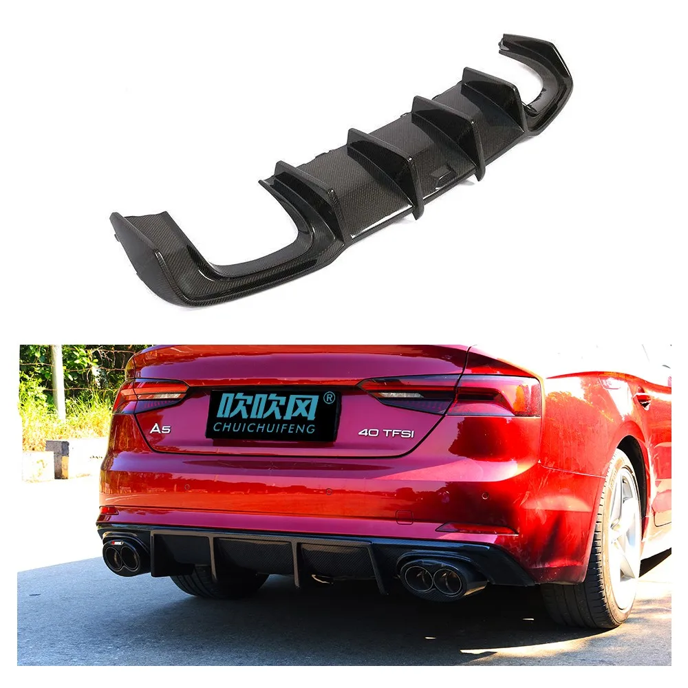Audi A5 S5 B9 2017-2019 Genuine Dry Carbon Fiber Universal Rear Spoiler Bumper Rear Lip Diffuser