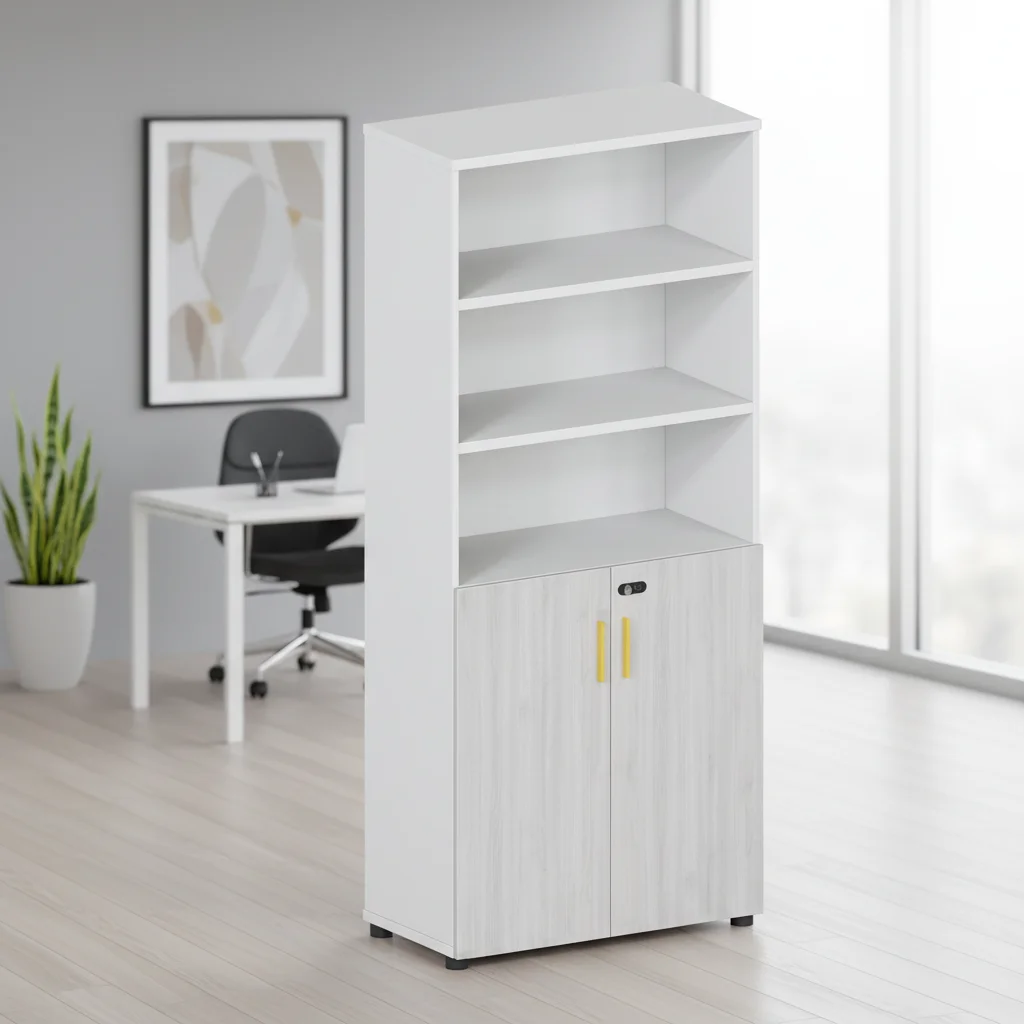 Tall Solid Wood Home Office Filing Cabinet with Three Adjustable Shelves Space-Saving Large Capacity Storage Solution 5