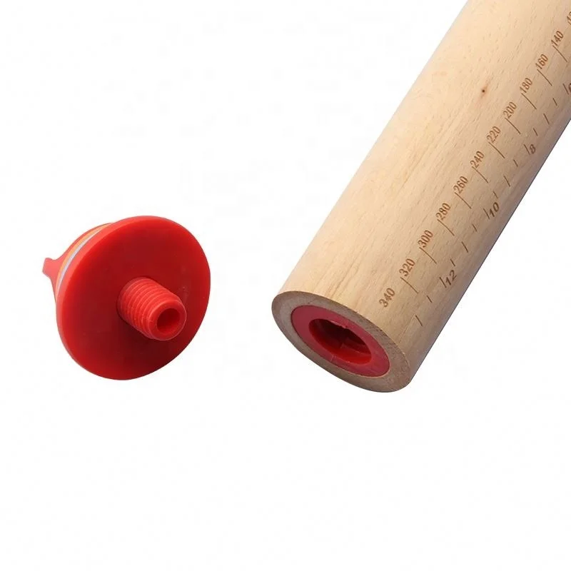 17inch Adjustable Wood Rolling Pin with Thickness Ring Pastry Chapati Fondant Dough Wood Roller Pin