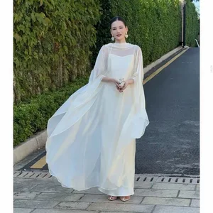 Bettergirl French Loose Mesh Blouse Halter White Long Women Dress 2026 Spring Luxury Elegant Party Dress